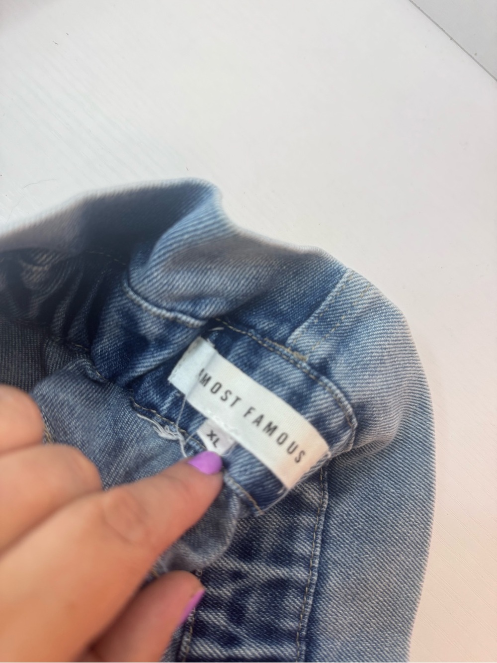 Almost Famous Light Blue Denim Shorts with Elastic Waist - Picture 3 of 3